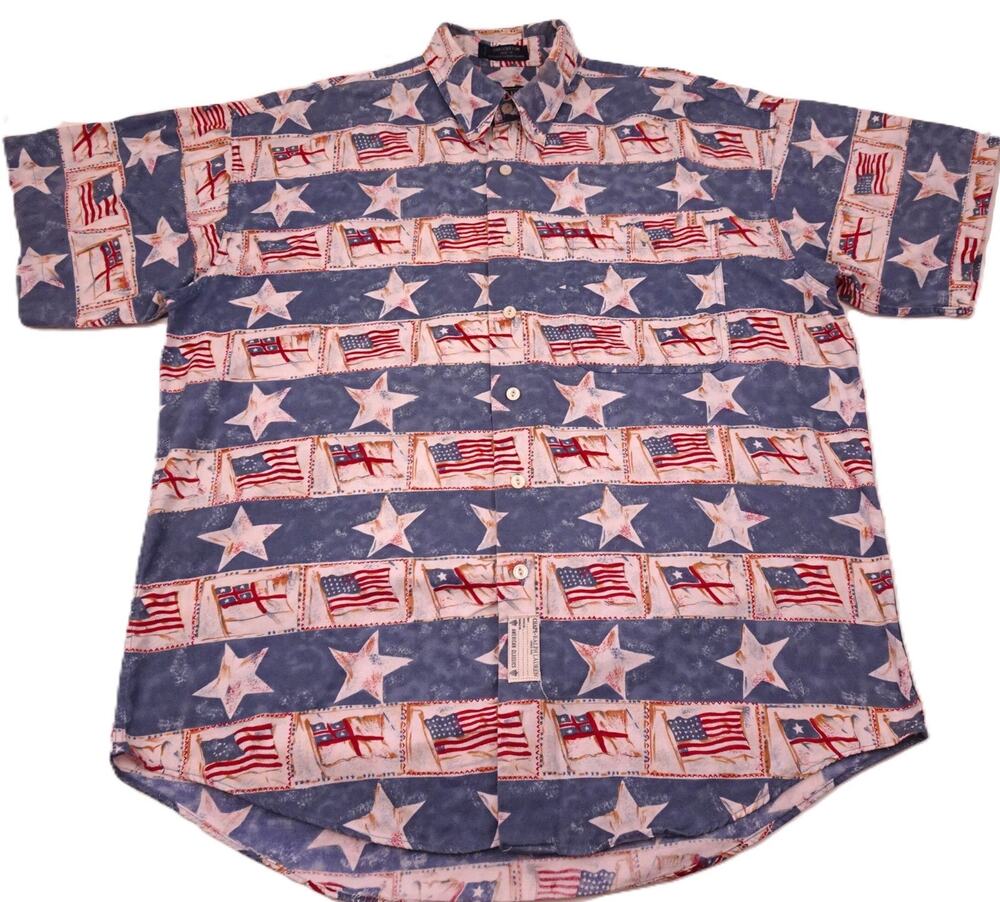 Vintage Chaps Ralph Lauren Shirt Large Historical American Flag Button Up